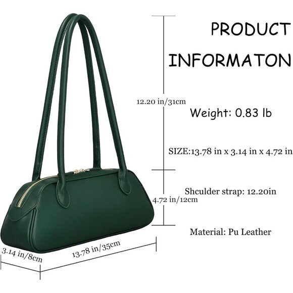 Women's Dark Green Shoulder Bag PU Leather Trendy Y2K Fashion Purses for Travel - Picture 3 of 7